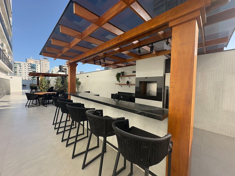 Studio piscina, sinuca, academia e sauna, a 3 minutos da pra