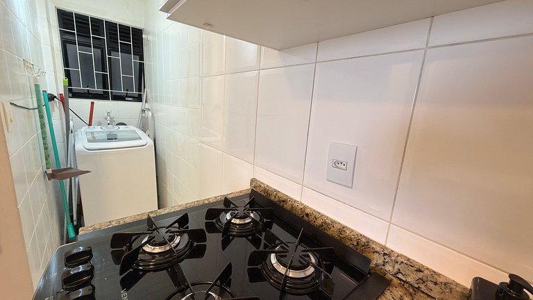 Churrasco, vista para o mar e piscina no centrinho