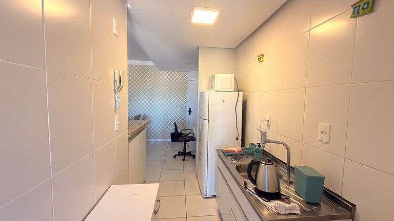 200m da praia, com churrasqueira, piscina e ideal para famíl